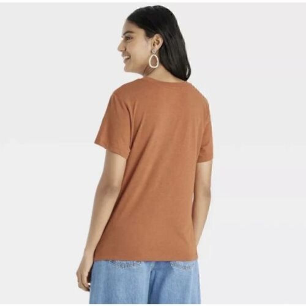 Women's Short Sleeve Slim Fit T-Shirt - A New Day - Orange  Medium. NWT. L - Picture 3 of 5
